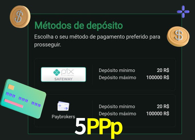 O cassino 5PPp oferece uma grande variedade de métodos de pagamento